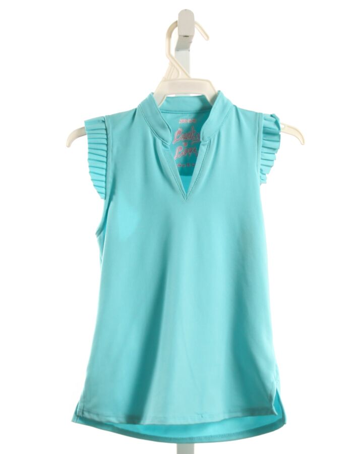 LUCKY IN LOVE  AQUA    SLEEVELESS SHIRT WITH RUFFLE