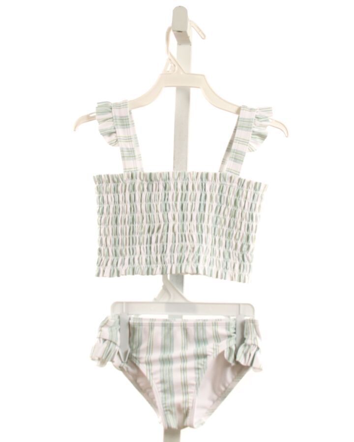 MINNOW  LT GREEN  STRIPED SMOCKED 2-PIECE SWIMSUIT