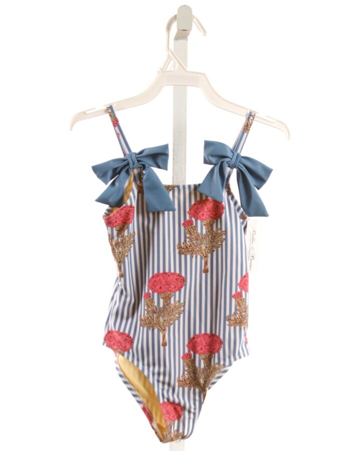 PINK CHICKEN  BLUE  STRIPED PRINTED DESIGN 1-PIECE SWIMSUIT