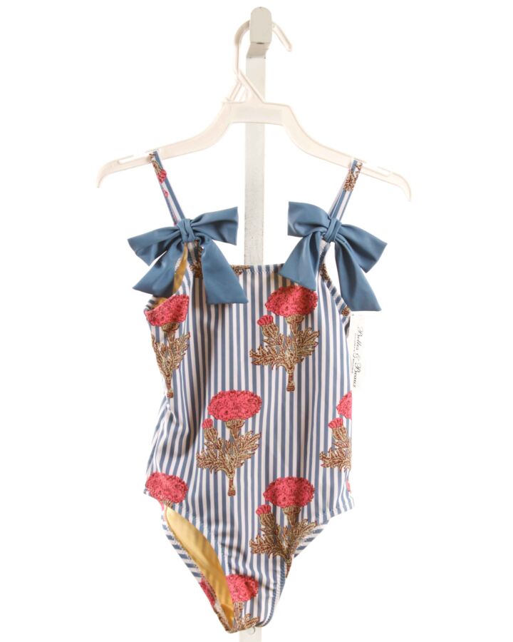 PINK CHICKEN  BLUE  STRIPED PRINTED DESIGN 1-PIECE SWIMSUIT