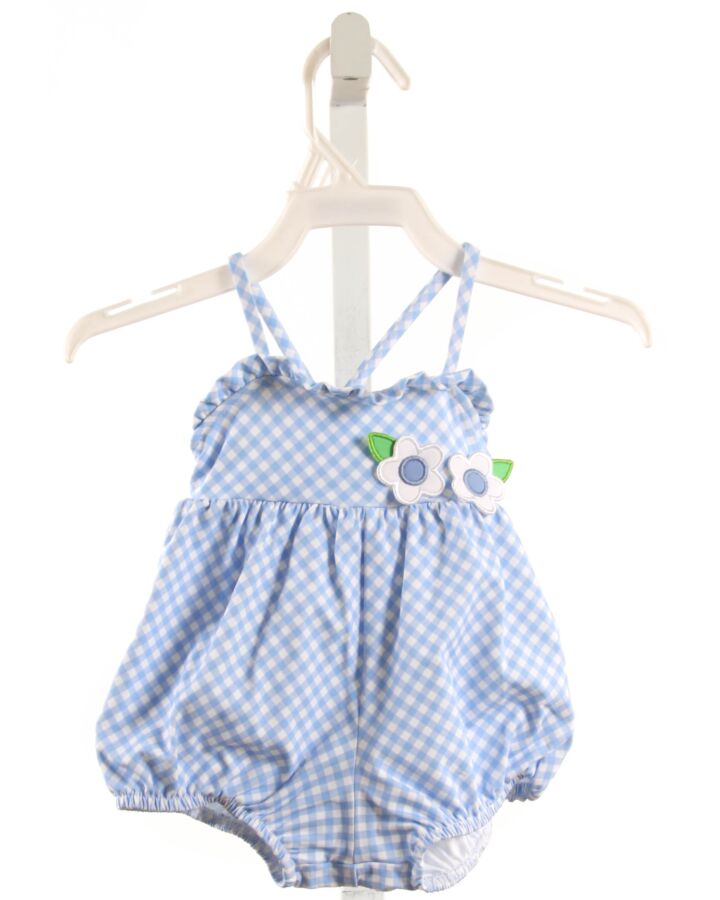 FLORENCE EISEMAN  BLUE  PLAID  1-PIECE SWIMSUIT