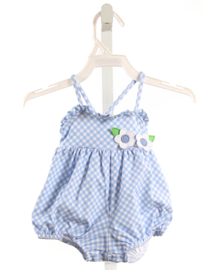 FLORENCE EISEMAN  BLUE  PLAID  1-PIECE SWIMSUIT