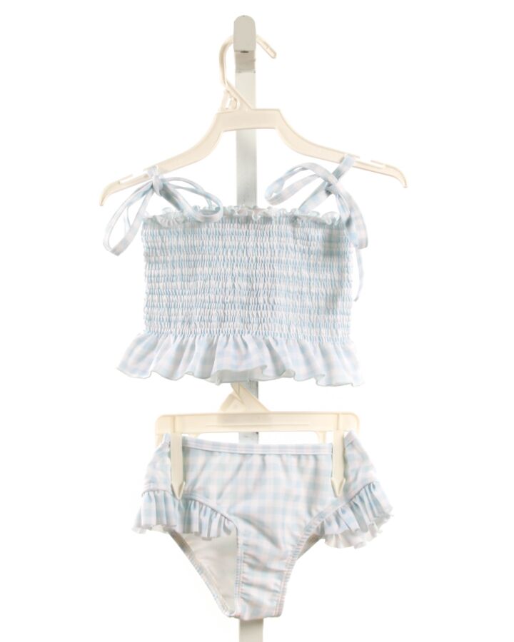 SAL & PIMENTA  LT BLUE  GINGHAM SMOCKED 2-PIECE SWIMSUIT