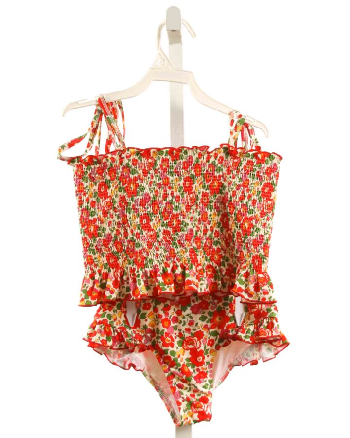 SAL & PIMENTA  RED  FLORAL SMOCKED 2-PIECE SWIMSUIT