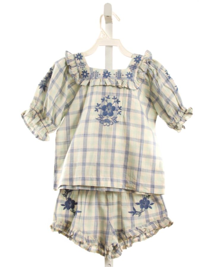 LALI  LT BLUE  PLAID EMBROIDERED 2-PIECE OUTFIT