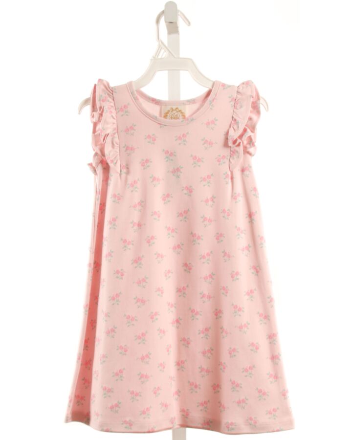 THE BEAUFORT BONNET COMPANY  PINK  FLORAL  KNIT DRESS WITH RUFFLE