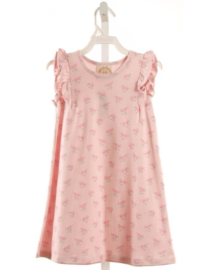 THE BEAUFORT BONNET COMPANY  PINK  FLORAL  KNIT DRESS WITH RUFFLE