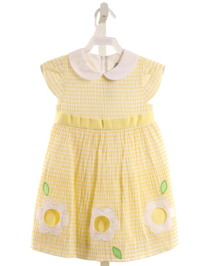 FLORENCE EISEMAN  YELLOW SEERSUCKER STRIPED  PARTY DRESS