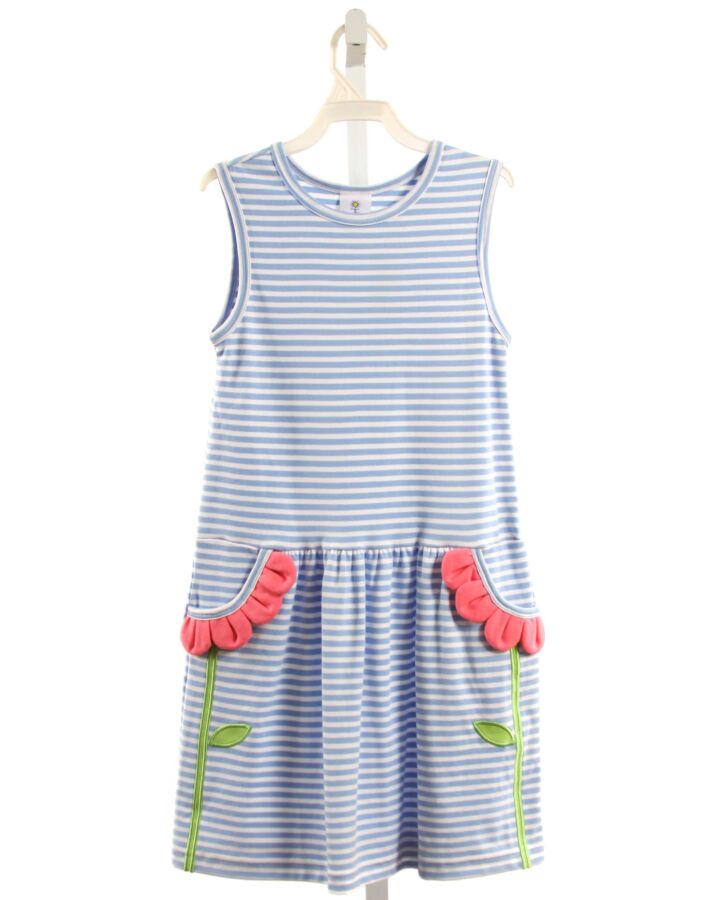 FLORENCE EISEMAN  LT BLUE  STRIPED  KNIT DRESS