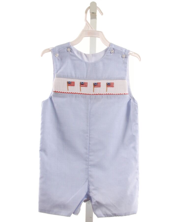 PETIT BEBE  LT BLUE  GINGHAM SMOCKED JON JON