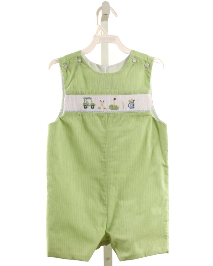 PETIT BEBE  LIME GREEN  MICROCHECK SMOCKED JON JON