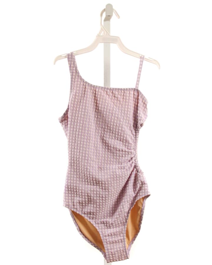 SHADE CRITTERS  PURPLE SEERSUCKER GINGHAM  1-PIECE SWIMSUIT