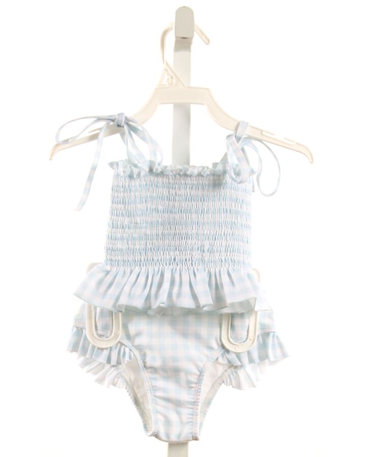 SAL & PIMENTA  BLUE  GINGHAM SMOCKED 2-PIECE SWIMSUIT