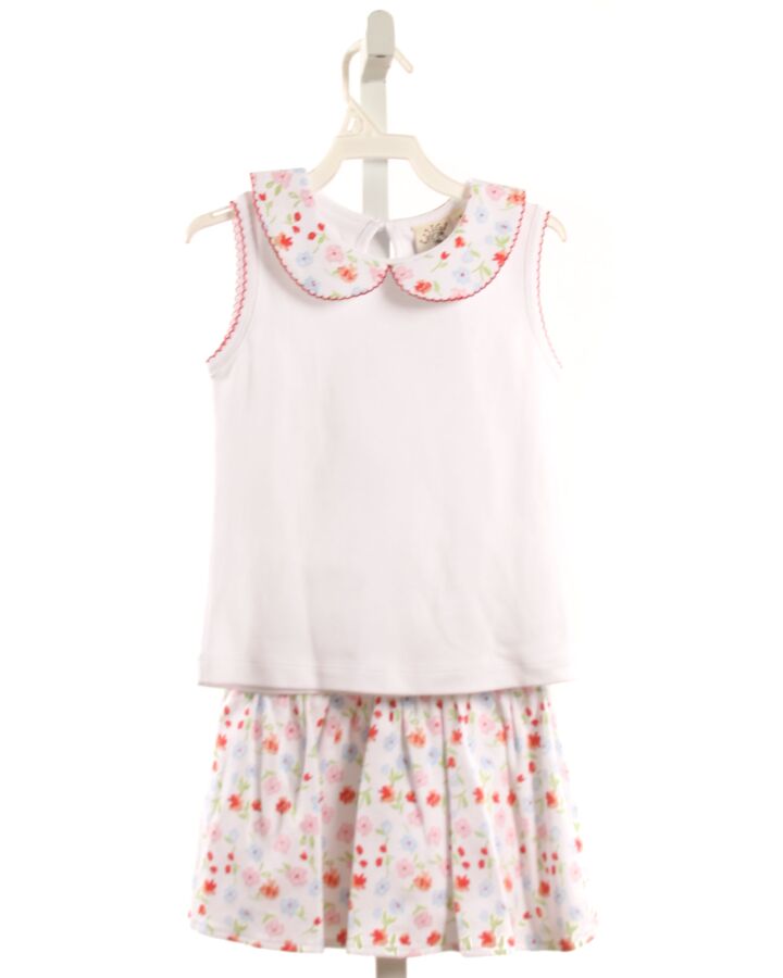 LUIGI  WHITE  FLORAL  2-PIECE OUTFIT WITH PICOT STITCHING