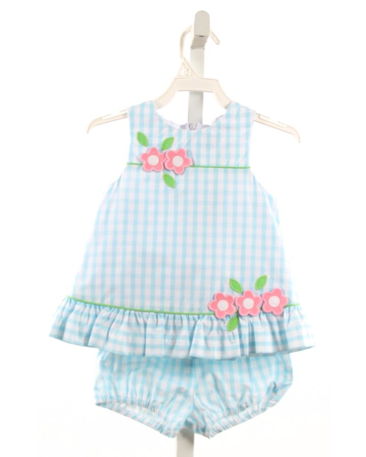 FLORENCE EISEMAN  AQUA  GINGHAM APPLIQUED 2-PIECE OUTFIT