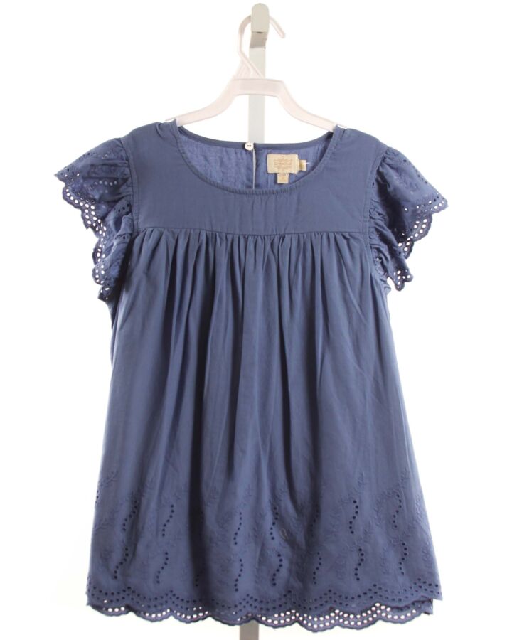 CREAMIE  BLUE    SHIRT-SS WITH EYELET TRIM