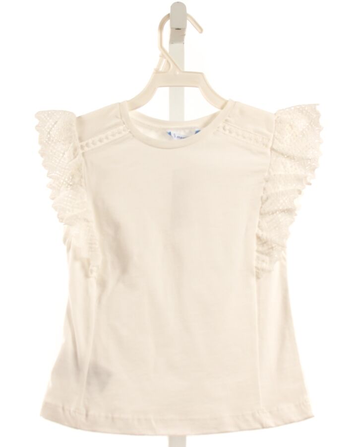 MAYORAL  WHITE KNIT   SLEEVELESS SHIRT WITH EYELET TRIM