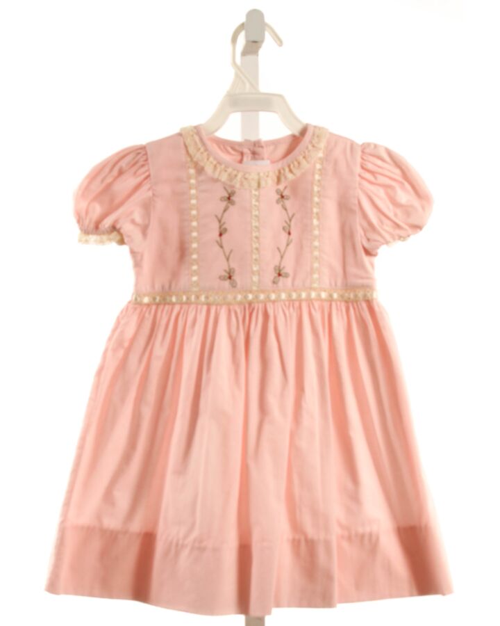 LULLABY SET  PINK   EMBROIDERED DRESS WITH LACE TRIM