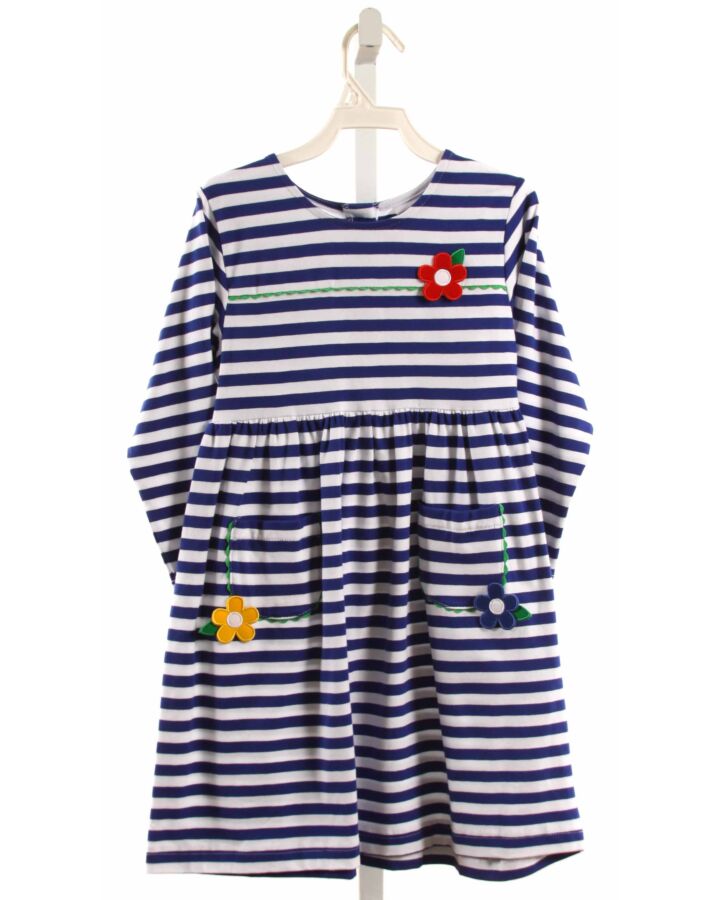 FLORENCE EISEMAN  BLUE  STRIPED  KNIT DRESS