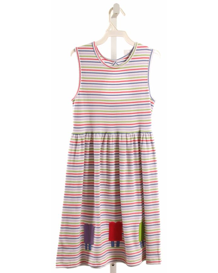 FLORENCE EISEMAN  MULTI-COLOR  STRIPED APPLIQUED KNIT DRESS
