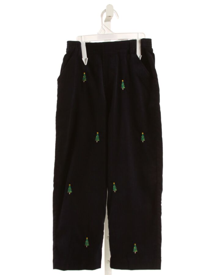 FLORENCE EISEMAN  NAVY CORDUROY  EMBROIDERED PANTS