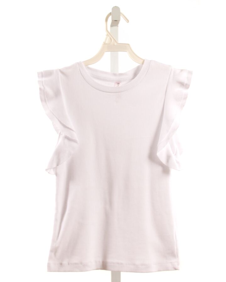 FRANKI  WHITE    SLEEVELESS SHIRT WITH RUFFLE