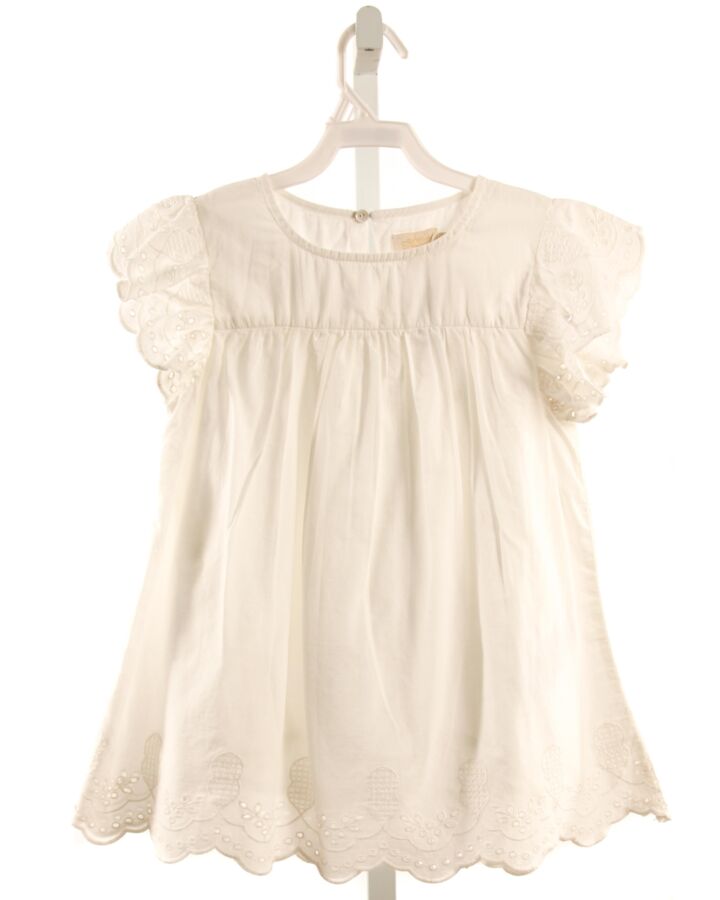 CREAMIE  WHITE   EMBROIDERED DRESS SHIRT WITH EYELET TRIM