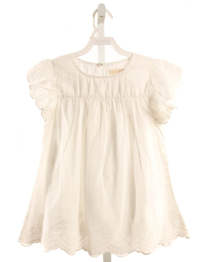 CREAMIE  WHITE   EMBROIDERED DRESS SHIRT WITH EYELET TRIM