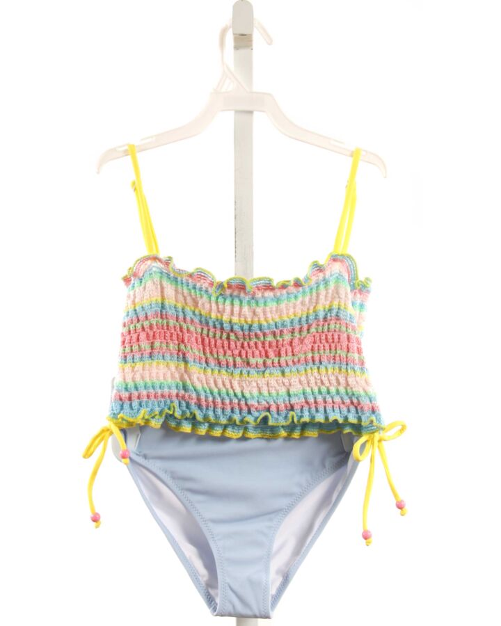 NESSI BYRD  YELLOW  STRIPED SMOCKED 2-PIECE SWIMSUIT