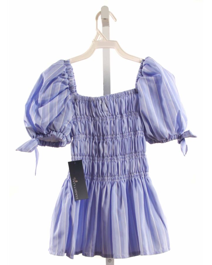 HABITUAL GIRL  LT BLUE  STRIPED SMOCKED DRESS SHIRT