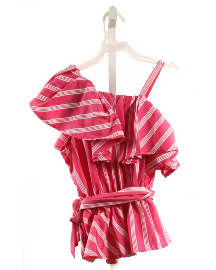 HABITUAL GIRL  HOT PINK  STRIPED  DRESS SHIRT WITH RUFFLE