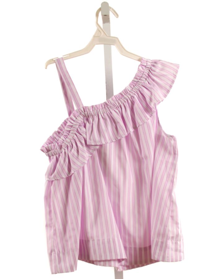 HABITUAL GIRL  LAVENDER  STRIPED  SLEEVELESS SHIRT WITH RUFFLE