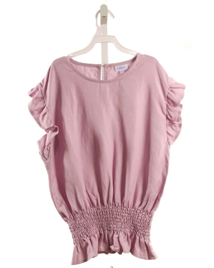 PLEAT.  LAVENDER LINEN  SMOCKED DRESS SHIRT