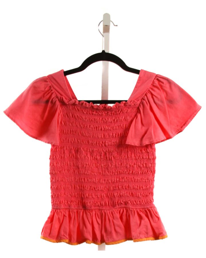 BISBY BY LITTLE ENGLISH  HOT PINK   SMOCKED DRESS SHIRT WITH RUFFLE