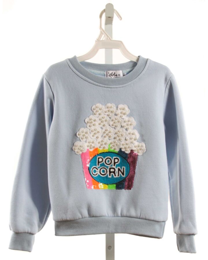 LOLA + THE BOYS  LT BLUE   APPLIQUED PULLOVER WITH SEQUINS
