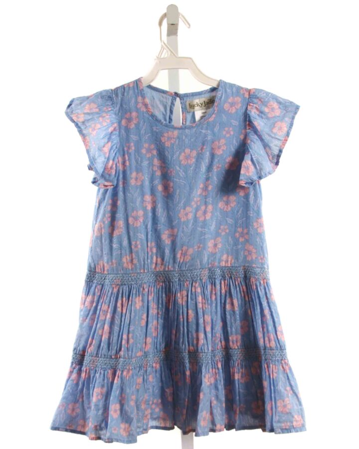 LUCKY JADE  BLUE  FLORAL SMOCKED DRESS