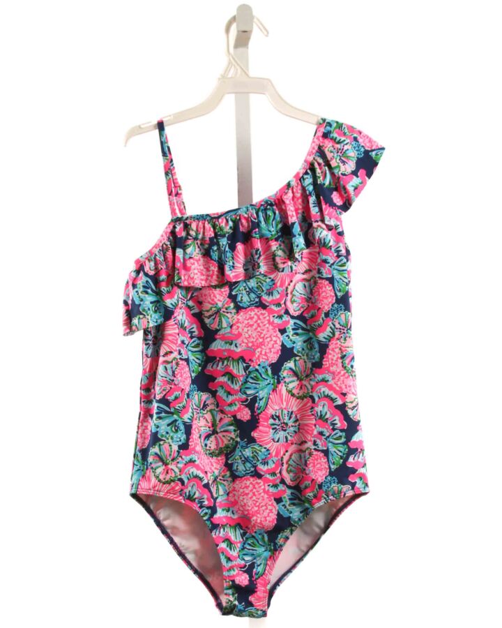 LILLY PULITZER  HOT PINK  FLORAL  1-PIECE SWIMSUIT WITH RUFFLE