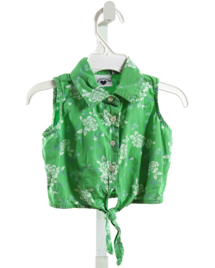 HARTSTRINGS  GREEN  FLORAL  SLEEVELESS SHIRT