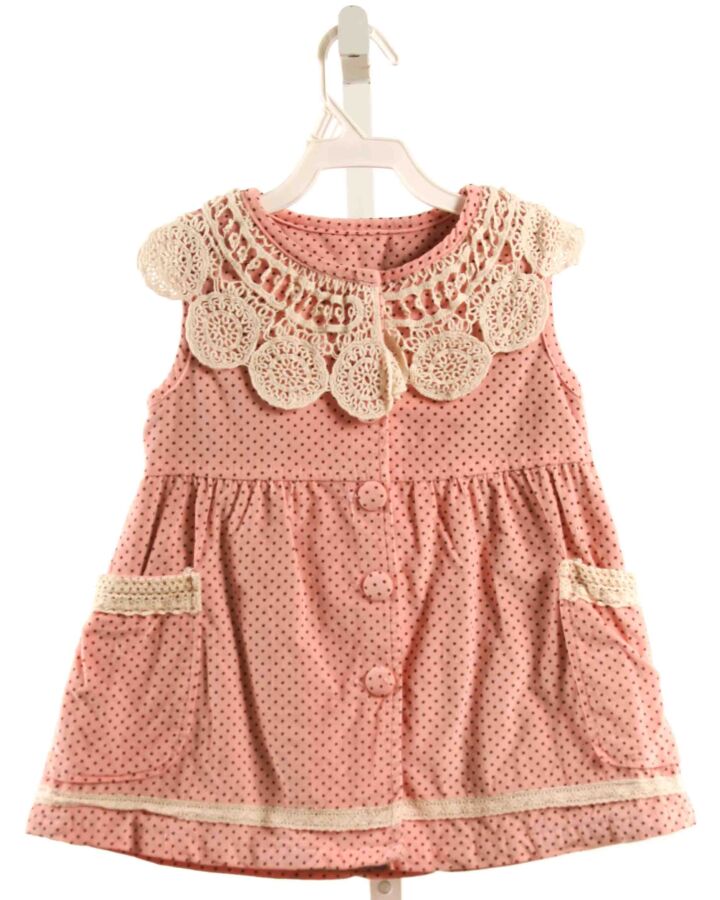 ORIGINAL MARIACHI  PINK CORDUROY POLKA DOT  VEST WITH LACE TRIM