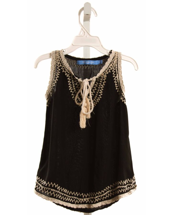 BLUE GINGER  BLACK   EMBROIDERED SLEEVELESS SHIRT
