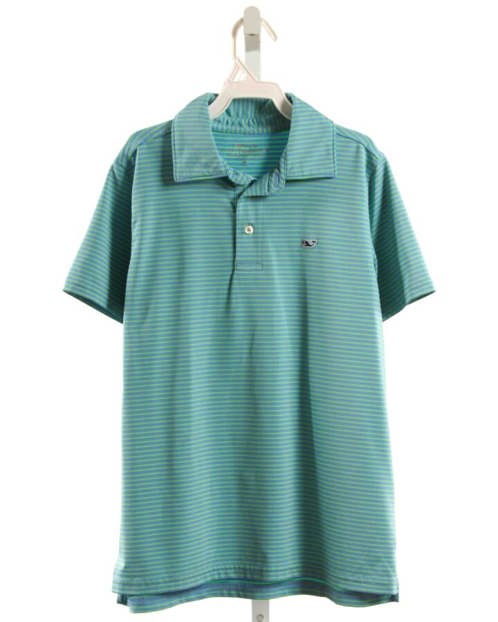 VINEYARD VINES  GREEN  STRIPED  KNIT SS SHIRT