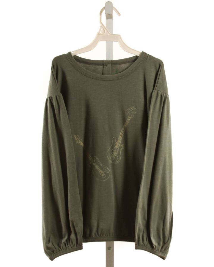 KATE QUINN  GREEN   PRINTED DESIGN KNIT LS SHIRT