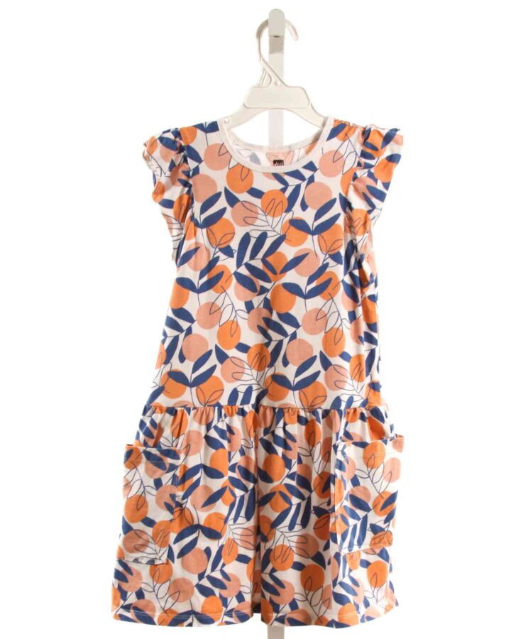 TEA  ORANGE   PRINTED DESIGN KNIT DRESS