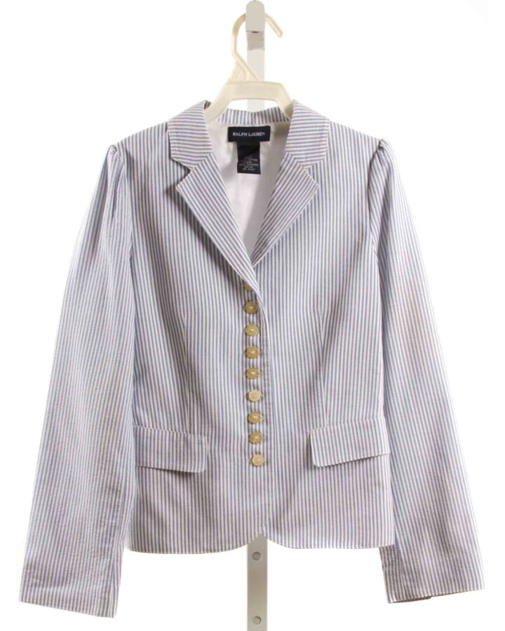 RALPH LAUREN  BLUE SEERSUCKER STRIPED  BLAZER