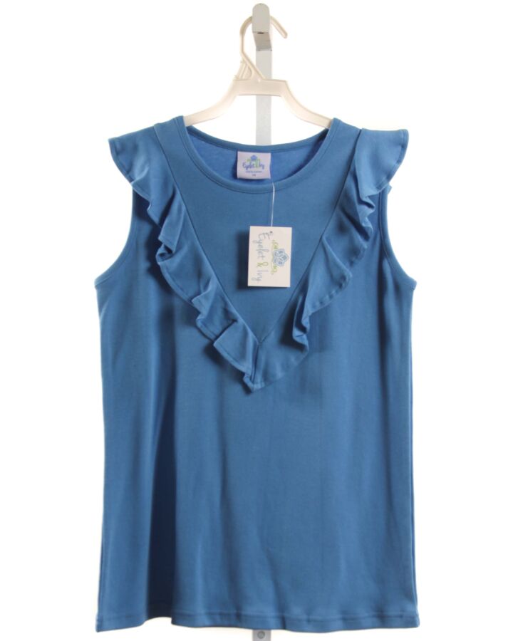 EYELET & IVY  BLUE    SLEEVELESS SHIRT WITH RUFFLE