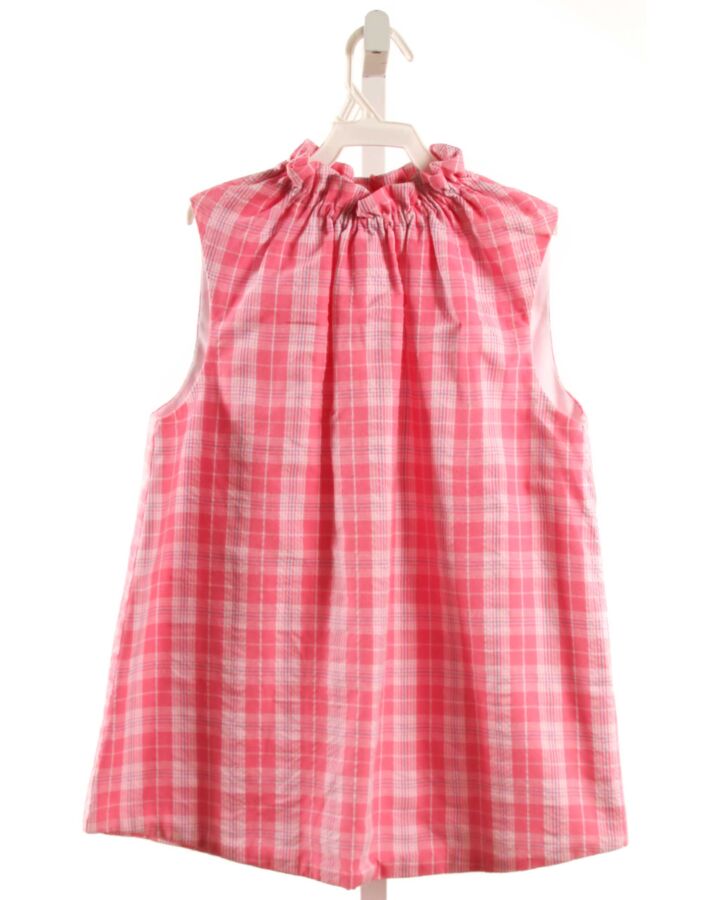 PBJ  PINK SEERSUCKER PLAID  SLEEVELESS SHIRT WITH RUFFLE