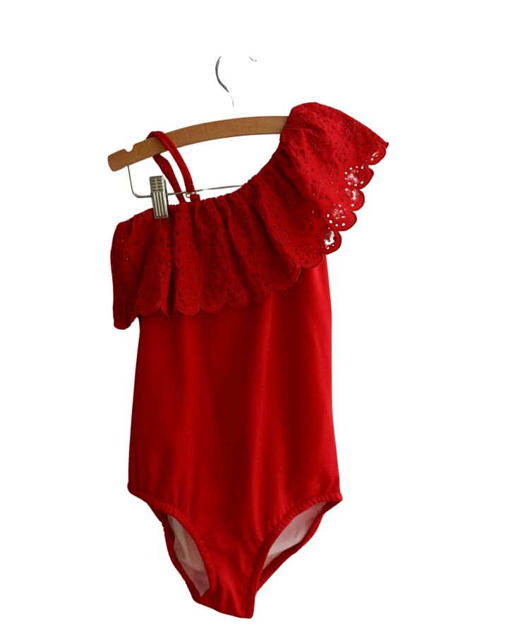 EYELET & IVY  RED    1-PIECE SWIMSUIT WITH EYELET TRIM