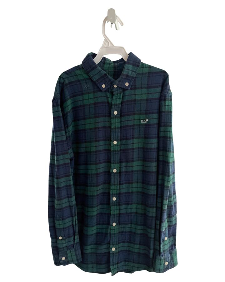 VINEYARD VINES  GREEN FLANNEL PLAID  DRESS SHIRT