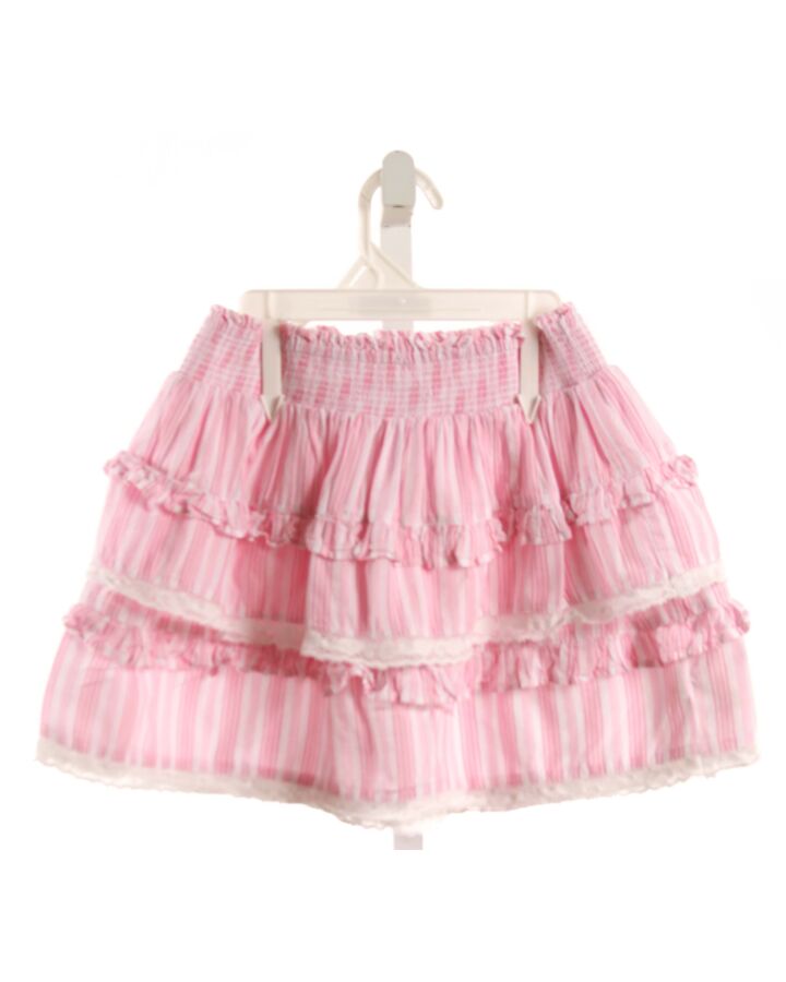 LOVESHACKFANCY  PINK  STRIPED  SKIRT WITH LACE TRIM