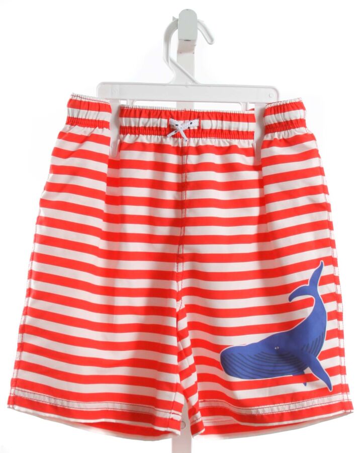 MINI BODEN  RED  STRIPED  SWIM TRUNKS